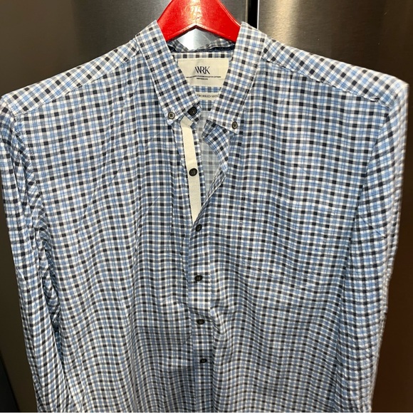 WRK The Reworked Shirt Blue Black Gray Checkered Lightweight Cotton mens large L - Picture 4 of 10